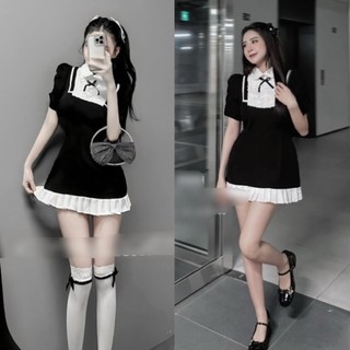 [New] Váy cổ sen nơ pha ren bèo tay dúm bồng, Váy xuông A tôn dáng siêu xinh LanuShop