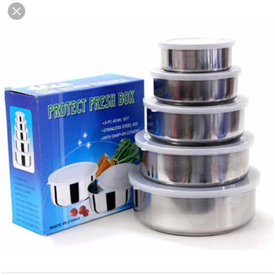 BỘ 5 BÁT INOX CÓ NẮP ĐẬY
