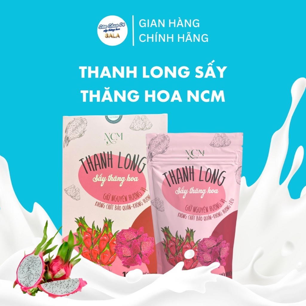 Thanh Long sấy thăng hoa NCM hộp 20g, 100% trái cây tươi tại trang trại công ty Thái Ý Phương