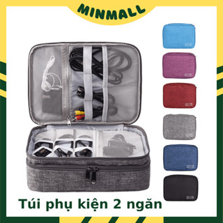  Túi đựng phụ kiện điện tử 2 ngăn ,phụ kiền công nghệ đa năng chống thấm du lịch tiện lợi 