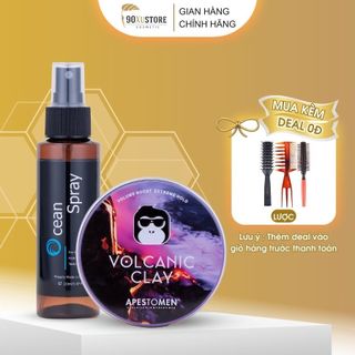 Sáp vuốt tóc nam Volcanic Clay , Xịt tạo phồng tóc nam nữ Pre Styling Ocean Spray , tạo kiểu tóc , giữ nếp tóc