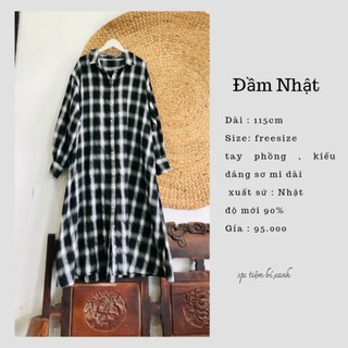 2hand đầm caro oversize rộng nhật D5004 Tiembixanh