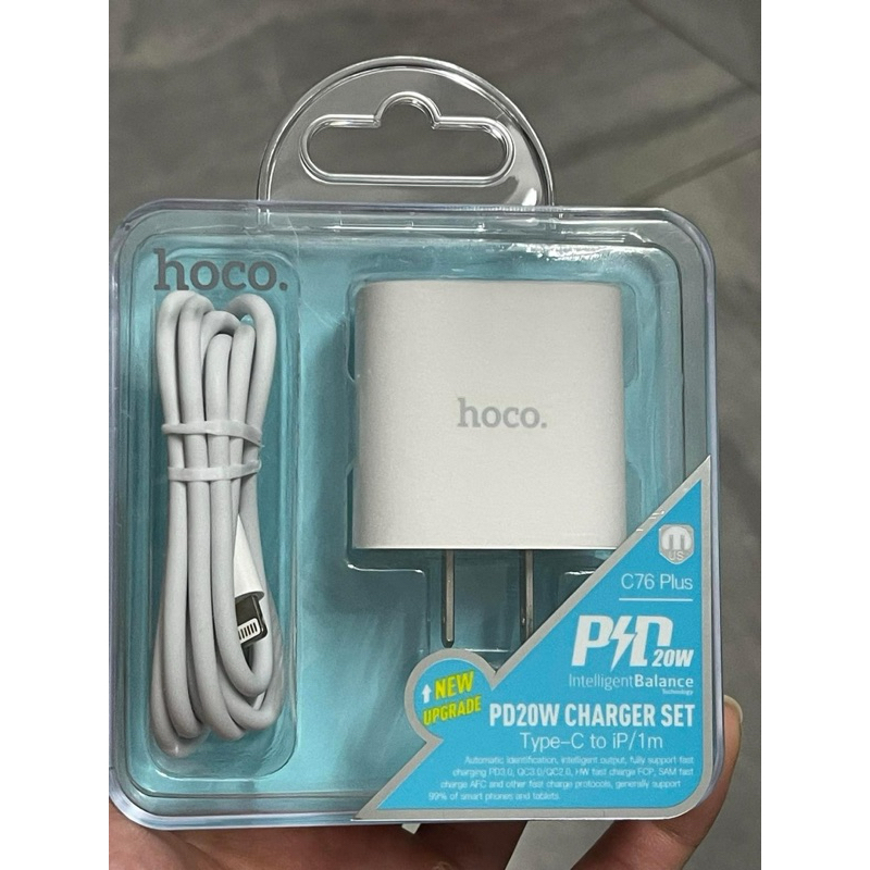 Bộ Sạc Nhanh PD 20W/ 30W Cho 8/8P X/Xs 11/12/ 13/14 Pro/ProMax Hoco C76/C76A Plus Chuẩn Type-C, Đầu 