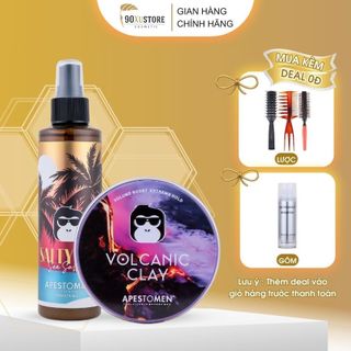 Sáp vuốt tóc nam Volcanic Clay , xịt tạo phồng Salty Ape Sea Salt Spray , giữ nếp tóc