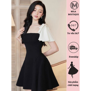 Váy 2 Dây Xòe Dáng Ngắn Quảng Châu Cao Cấp - Màu Đen