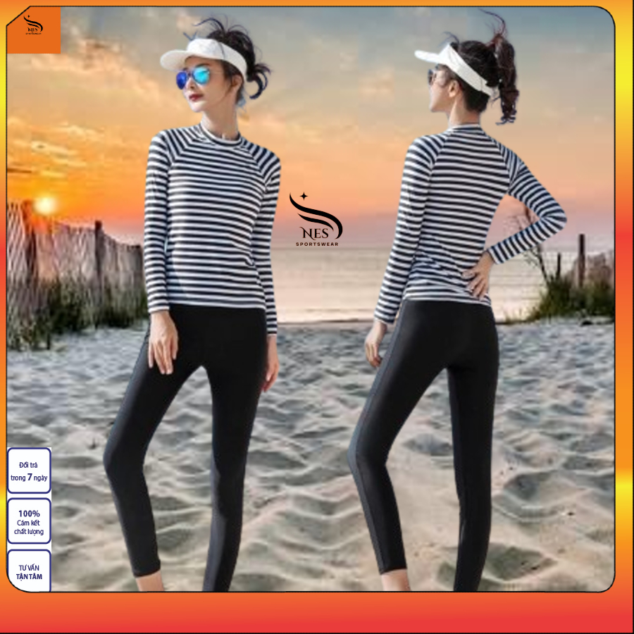 Bộ Bikini NES BIKINI đi biển dài tay kín đáo quần dài chống nắng đẹp tôn dáng đồ bơi dài tay nữ QD01