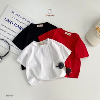 Áo phông trơn unisex cho bé trai bé gái thun cotton 4 chiều  BERNIE kids 1 đến 7 tuổi 23A037