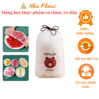 Combo 100 màng bọc thực phẩm, túi bọc thực phẩm nilong có chun co giãn, tái sử dụng