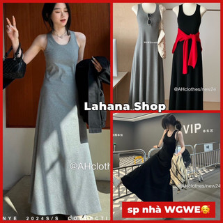Lahana@ váy thun xuông 3 lỗ dáng dài chữ a nhà wgwe