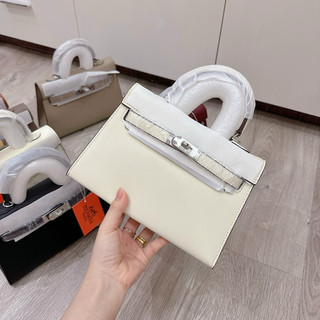 Túi HM Dáng Thấp Khoá Bạc Size 22