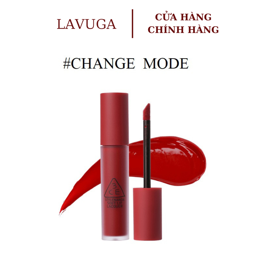 son kem 3CE soft lip lacquer mã CHANGE MODE (màu đỏ lạnh)
