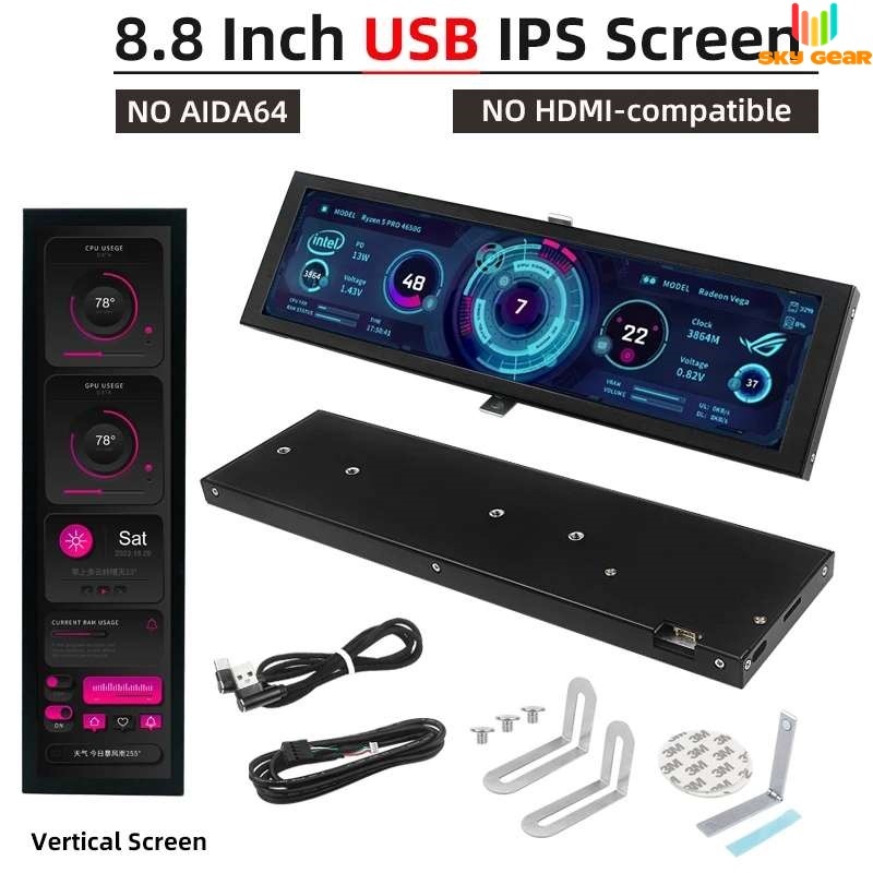 Màn hình hiển thị thông số máy tính 8.8 Inch IPS  - Không cần AIDA64