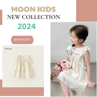 Váy bé gái Mbang váy hè trắng đi biển bé gái phong cách Hàn XQ24032