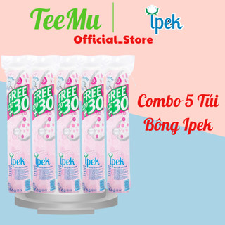 Combo 5 bông tẩy trang ipek 150 miếng, mềm mịn cotton nhiều lớp chính hãng