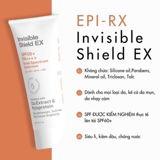 [HÀNG CÔNG TY] Kem Chống Nắng Epi-Rx Invisible Shield EX (40ml + 5ml)