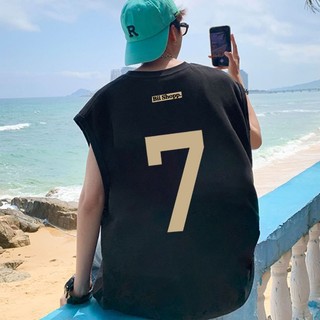 Áo thun ba lỗ loang số 7 to  unisex Local brand- Áo Ba lỗ wash đen Ullzang tay lỡ nam nữ Cotton Bii Shop.CLO.