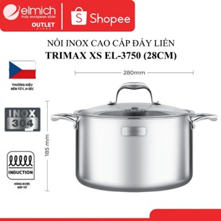 Nồi Inox Elmich Tri-max XS (Size 16,18,20,24,26,28cm) Nồi Elmich Chính Hãng 3 Lớp INOX Đáy Liền