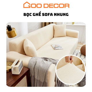 Bọc ghế sofa GOO Decor, bọc sofa chữ L, sofa đơn vải nhung gân cao cấp chống mèo cào