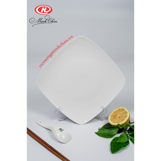 Đĩa vuông Sứ Minh Châu trắng trơn-18cm