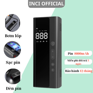 Bơm lốp ô tô, xe hơi điện tử cầm tay JKL-01, bơm xe máy cầm tay cao cấp dung lượng cao 8000mAh, sạc dự phòng thông minh