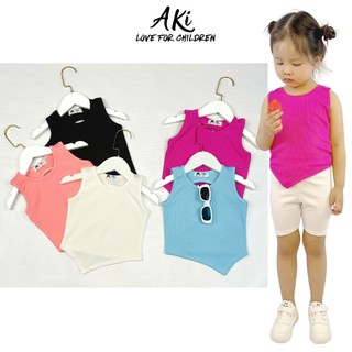 Áo ba lỗ xẻ lưng lượn gấu cách điệu siêu xinh siêu dễ thương cho bé gái, áo kiểu cho bé gái - aki