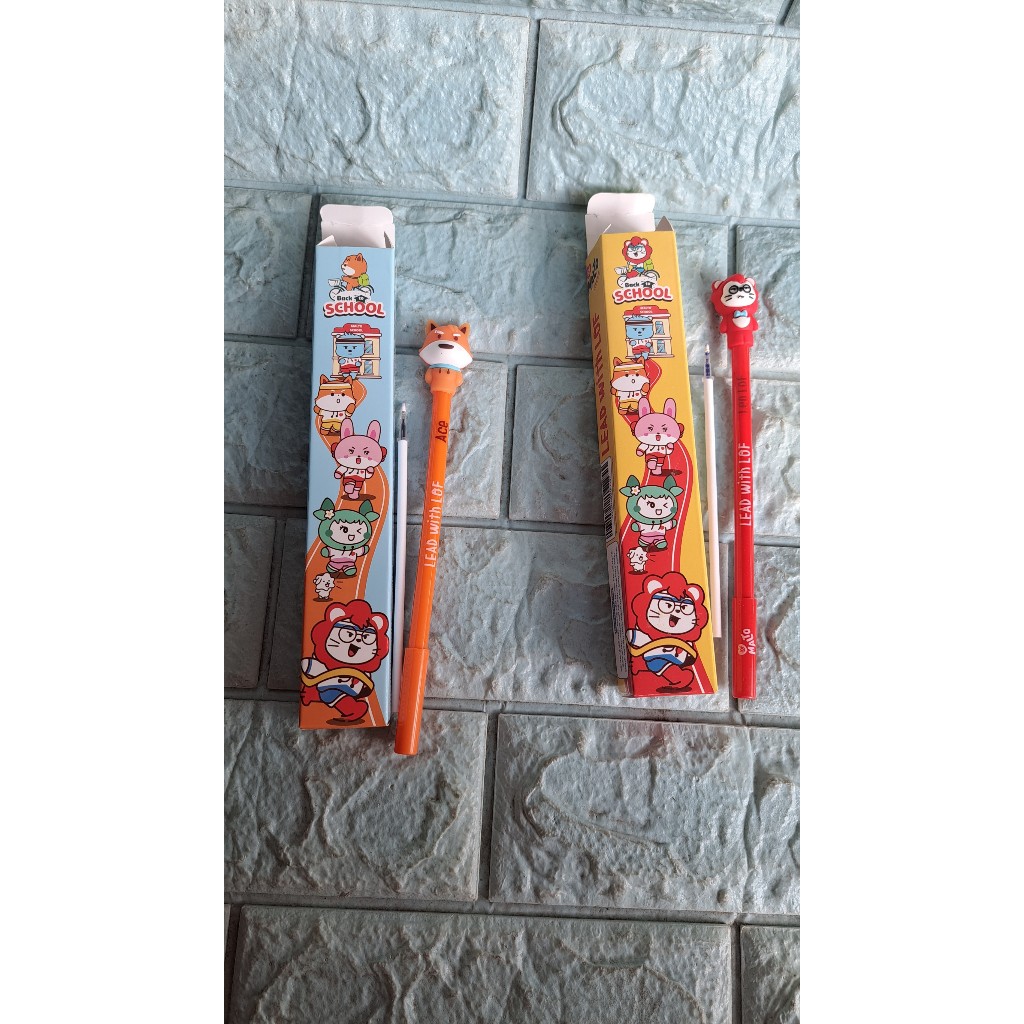 Combo 2 bút bi + 2 ruột bút mực xanh Malto