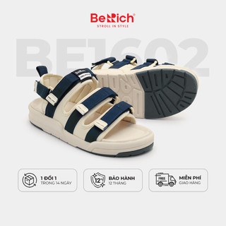 Giày Sandals Quai Ngang Nam Nữ BeRich - BE1602 Kem Xanh Coban