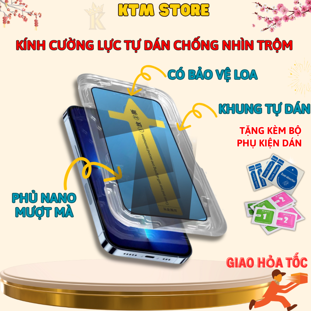Kính cường lực iphone tự dán KINGKONG GLASS, KTM Store chống nhìn trộm cho ip 8P/X/Xsmax/11/11promax/12 13 14 15promax