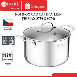 Nồi Inox Elmich Tri-max (Size 16,18,20,24,26,28cm) Nồi Elmich Chính Hãng 2 Lớp INOX Đáy Liền