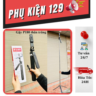 Gậy chụp hình Selfie P180/P185 có tay quay video xoay 360 độ 1.8m hàng hãng 4 chân siêu chắc chắn quay livetream tiktok