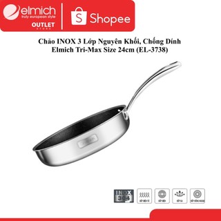 Chảo Chống Dính Inox Đáy Liền - ELMICH TRI-MAX  (20cm/EL-3737, 24cm/EL-3738, 26cm/EL-3739, 28cm/EL-3740)