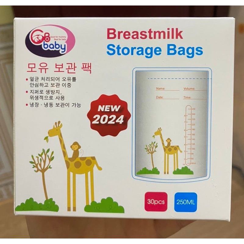 Túi trữ sữa 250ml GB-Baby khóa 2 Zipper công nghệ chất lượng Hàn Quốc