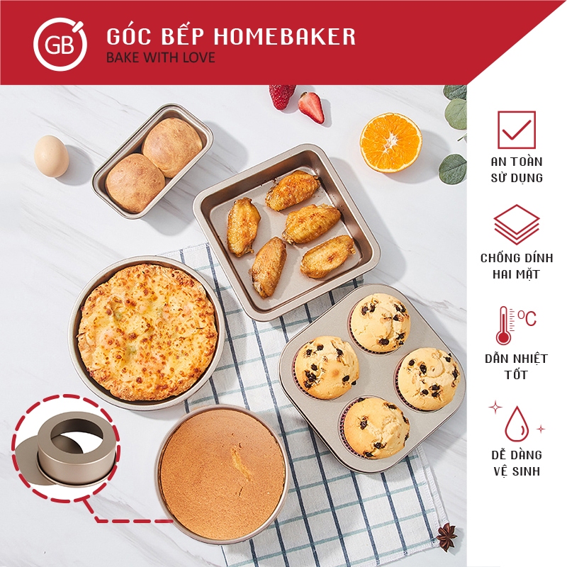 Khuôn Nướng Mini 5 Chiếc Vàng - Dành Cho Nồi Chiên Không Dầu - Dụng Cụ Làm Bánh Gbbm246