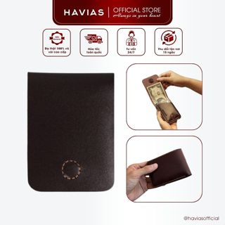 [Mua 2 chiếc giảm thêm 20K] Basic6 HAVIAS ví sen nắp gập nam châm da bò thật 100%