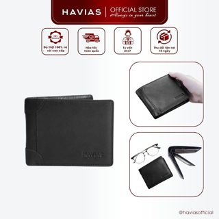 LAZIP HAVIAS ví ngang đựng tiền da bò Nappa thật 100% nhập khẩu