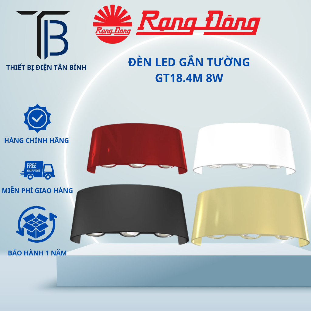 {CHÍNH HÃNG} Đèn LED gắn tường Rạng đông Model: GT18.4M 8W