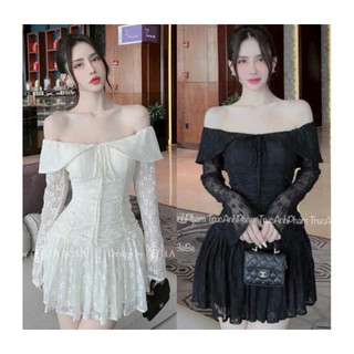 Đầm xòe dự tiệc ren hoa phối voan siêu sang