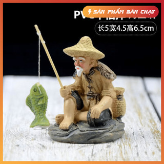  Tượng Lão Ngư Câu Cá Ông Lão Câu Cá - Trang Trí Tiểu Cảnh Bể Cá 