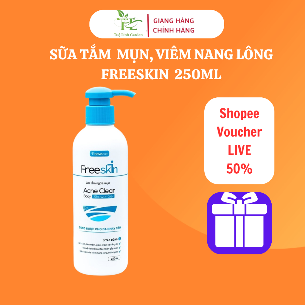 Sữa tắm Freeskin hương thơm sáng mịn tẩy tế bào chết ngăn ngừa sạch mụn lưng ngực mông sáng da chai 