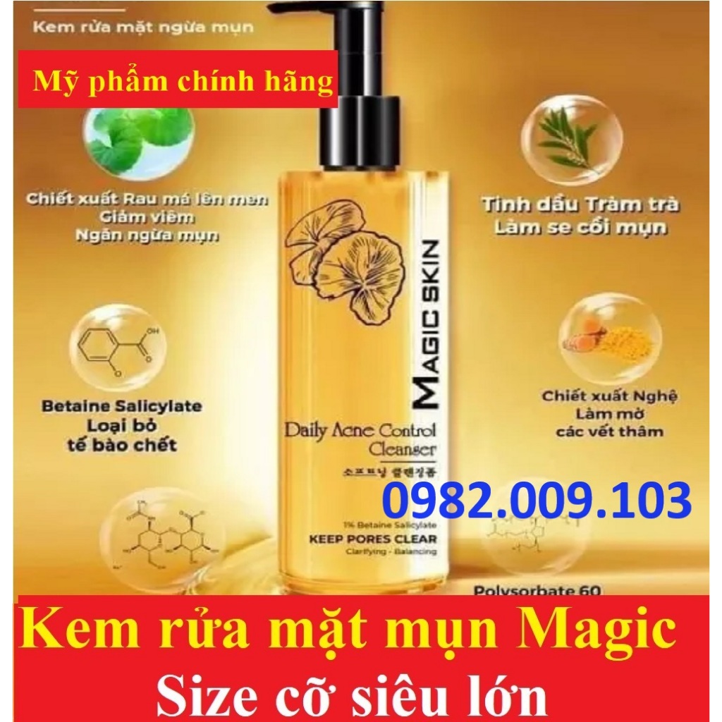 Kem rửa mặt ngừa mụn Daily Acne Control Cleanser Magic Skin [chính hãng magicskin]
