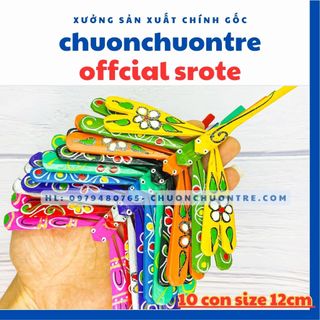 Combo 10 con chuồn chuồn tre size 12cm - xuất dư- loại mộc hoặc sơn vẽ