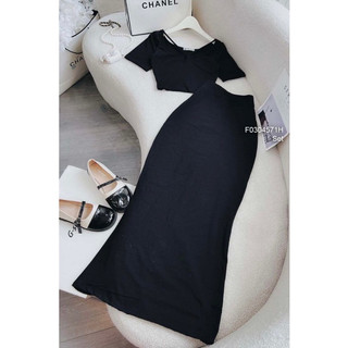 SET ĐEN CRT KIỂU DÂY PHỐI CỔ CHÂN VÁY DÀI