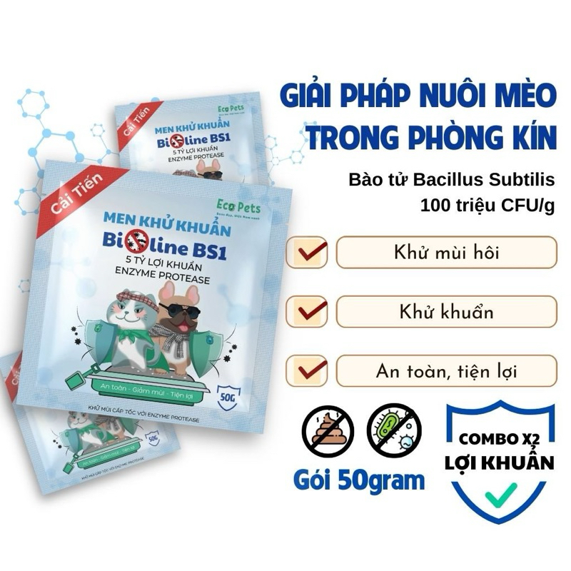 Men khử khuẩn, khử mùi cát vệ sinh Bioline BS1 Ecopet cao cấp 💯💯