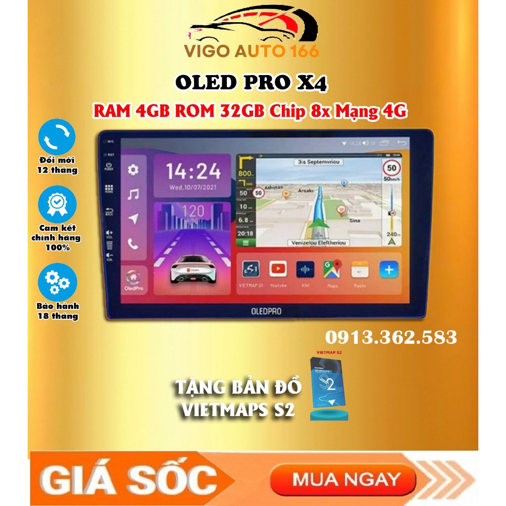 Màn Hình Android C8, X4 Ram 4GB Rom 32gb 8 Core,Dvd Android Hình Ảnh Sắc Nét, Âm Thanh Chân Thực, Sống Động - Vigo AUTO | BigBuy360 - bigbuy360.vn