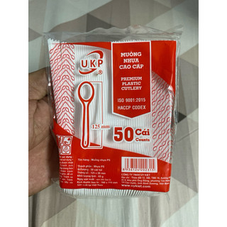 Sỉ muỗng nhựa ăn kem, muỗng ăn panacotta, muỗng 12cm chính hãng ukp, muỗng nhựa ngắn bịch 50 cái, muỗng kem 12cm