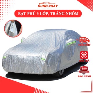 Bạt phủ ô tô, bạt che ô tô, bạt phủ ô tô 3 lớp tráng nhôm - che toàn xe, chống nắng, chống nước, chống nóng, chống cháy