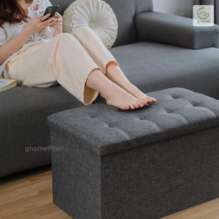 Ghế Sofa Gấp Gọn - Hộp Đựng Đồ Khung Gỗ Bọc Vải Cao Cấp 2 in 1