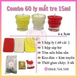 Combo 60 ly mắt tre 15ml, ly nhỏ cúng sao, cúng bàn thờ - nến bơ tịnh tâm