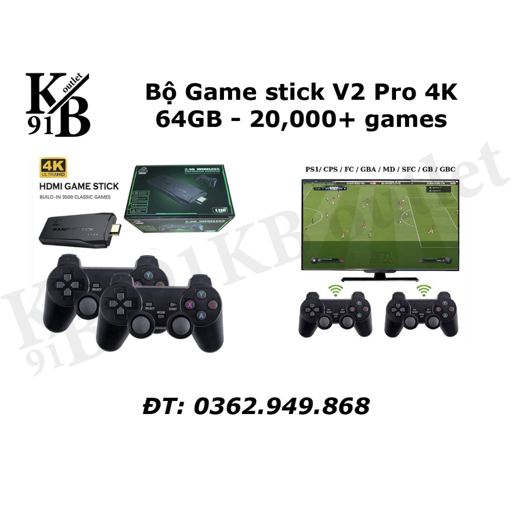 Bộ Game stick V2 Pro 4K 64GB - 20000+ games