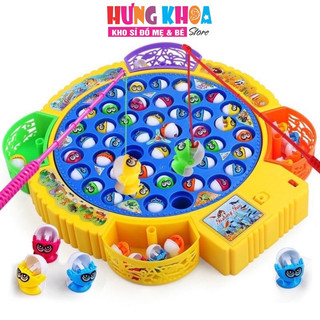 Đồ chơi câu cá size lớn 45 con cá 4 cần móc chạy pin chuyển động phát nhạc cho bé 2 - 6 tuổi